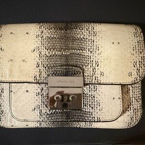 Michael Kors Beige Snake Print Clutch